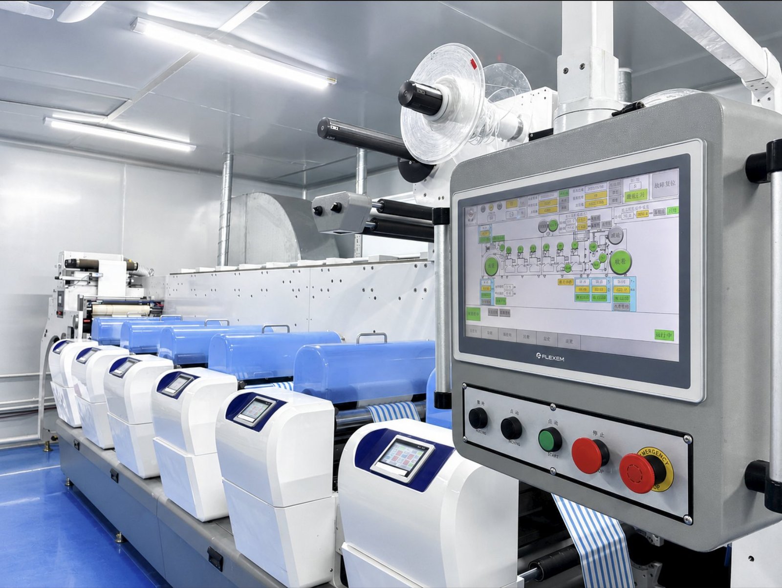 Flexographic printing line in production