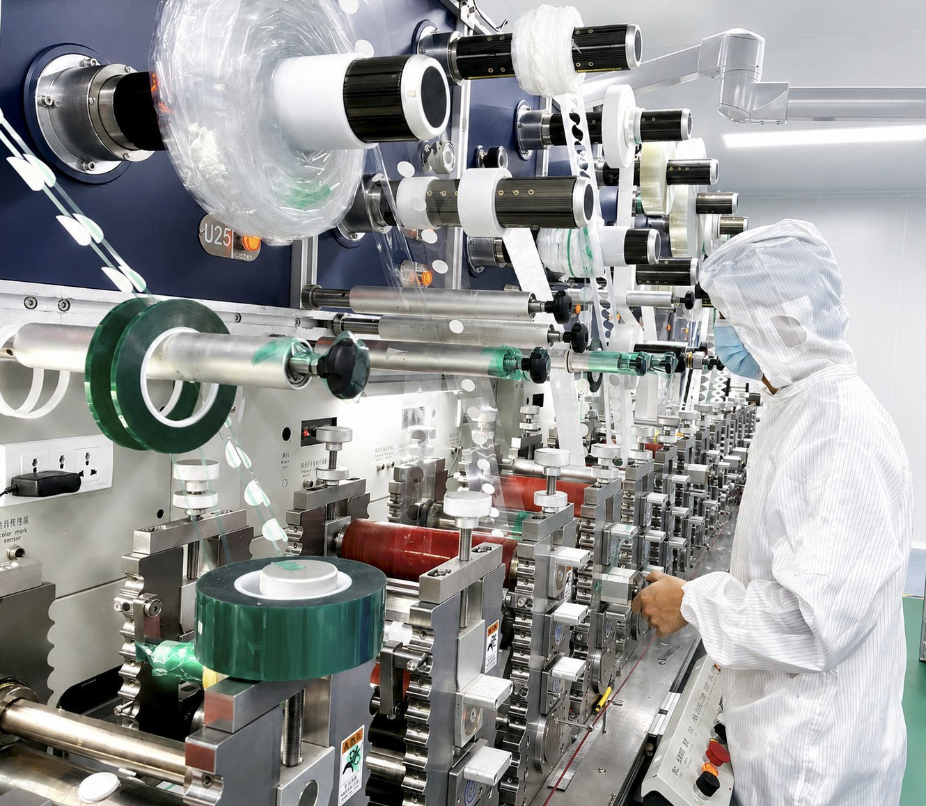 Cleanroom rotary converting line in operation