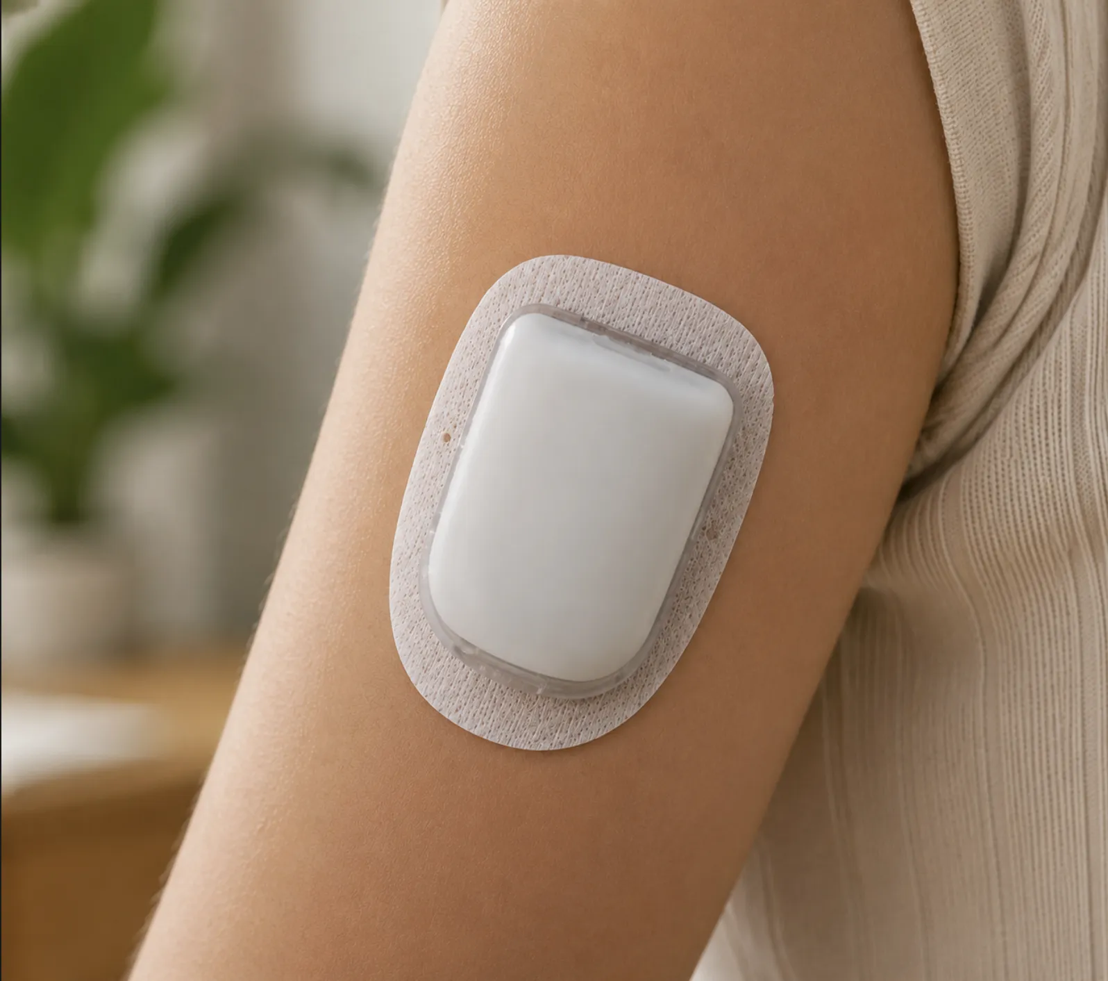 Wearable insulin pump secured with a custom adhesive component